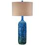Possini Euro Teal 36" Ceramic Mid-Century Lamp with Table Top Dimmer