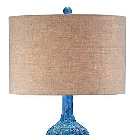 Image4 of Possini Euro Teal 36" Ceramic Mid-Century Lamp with Table Top Dimmer more views