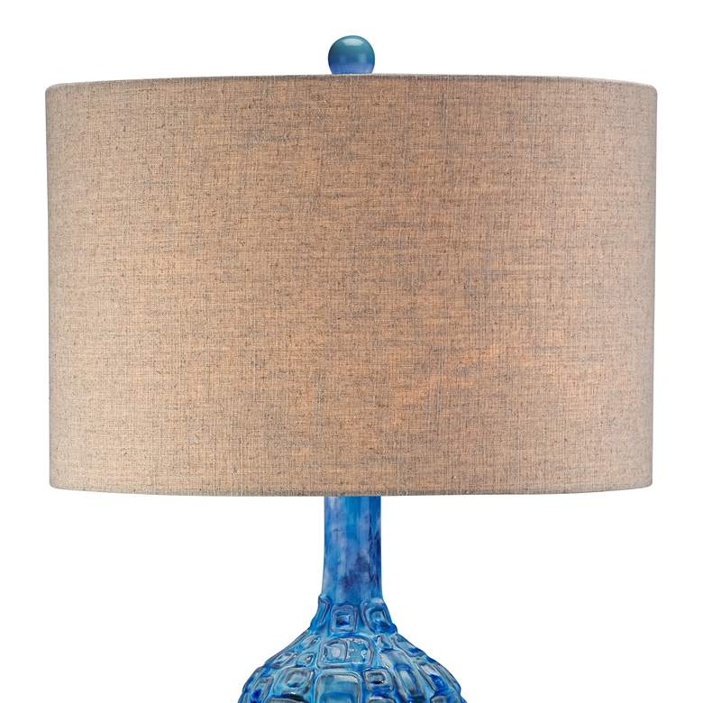 Image 4 Possini Euro Teal 36" Ceramic Mid-Century Lamp with Table Top Dimmer more views