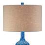 Possini Euro Teal 36" Ceramic Mid-Century Lamp with Table Top Dimmer