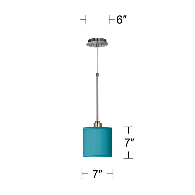 Image 5 Possini Euro Teal Blue 7" Wide Faux Silk Mini Pendant Light more views