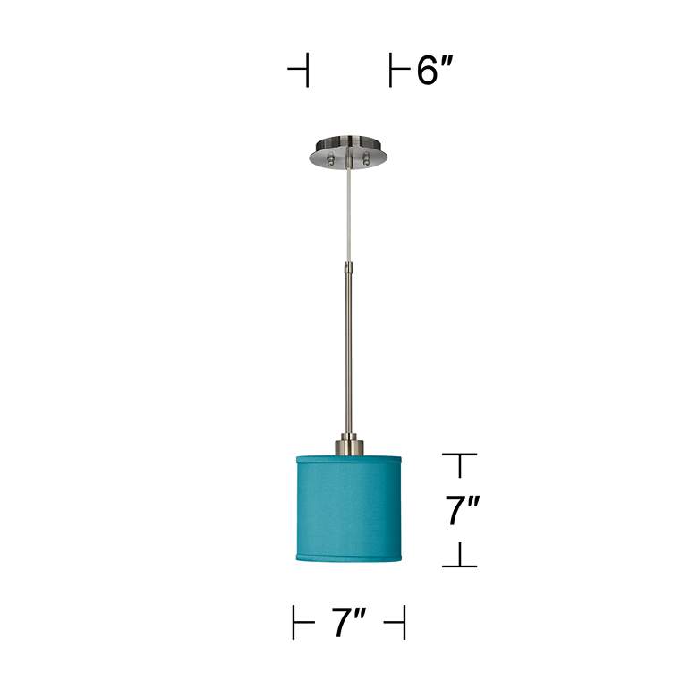 Image 5 Possini Euro Teal Blue 7 inch Wide Faux Silk Mini Pendant Light more views