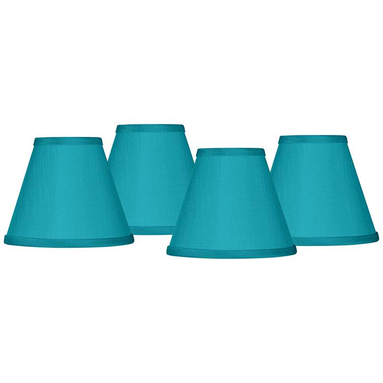 Image 1 Possini Euro Teal Blue Faux Silk Set of Four Shades 3x6x5 (Clip-On)