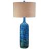 Possini Euro Teal Blue Modern Ceramic Table Lamp