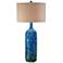 Possini Euro Teal Ceramic Mid-Century Lamp with Table Top Dimmer