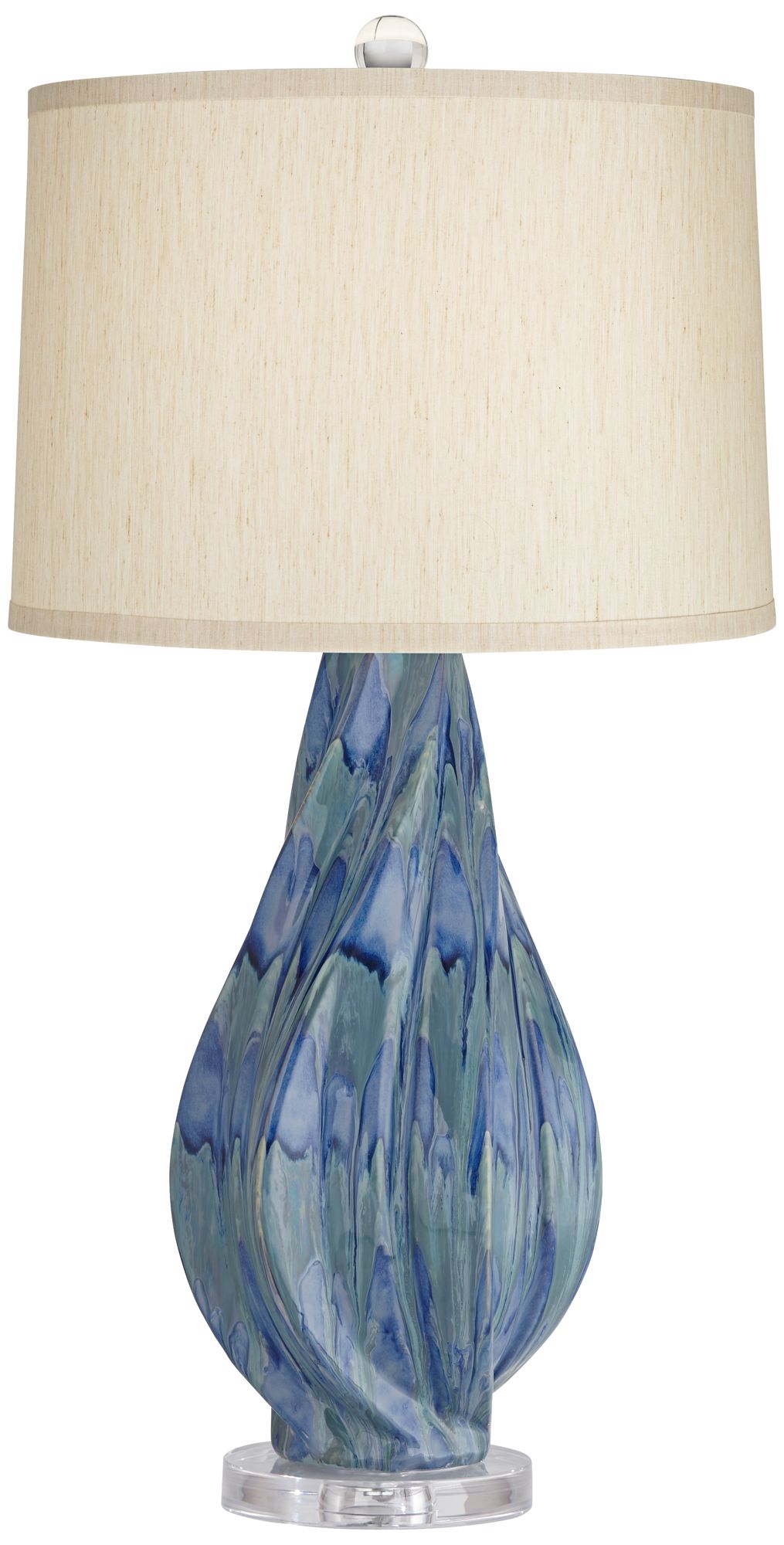 Tri Pod Round Fabric Table Lamp, Accent Lamp, Blue Green Yellow 2024 Colorful Lamp