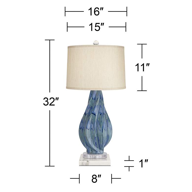 Image 6 Possini Euro Teresa 31" Teal Ceramic Lamp with White Marble Riser more views
