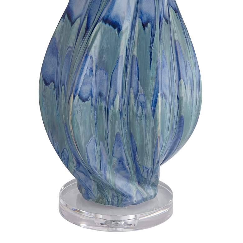 Image 6 Possini Euro Teresa 31 inch Teal Drip Ceramic Table Lamp with Dimmer more views