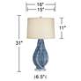 Possini Euro Teresa 31" Teal Drip Ceramic Table Lamp with Dimmer