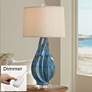 Possini Euro Teresa 31"  Teal Drip Modern Ceramic Lamp with Dimmer