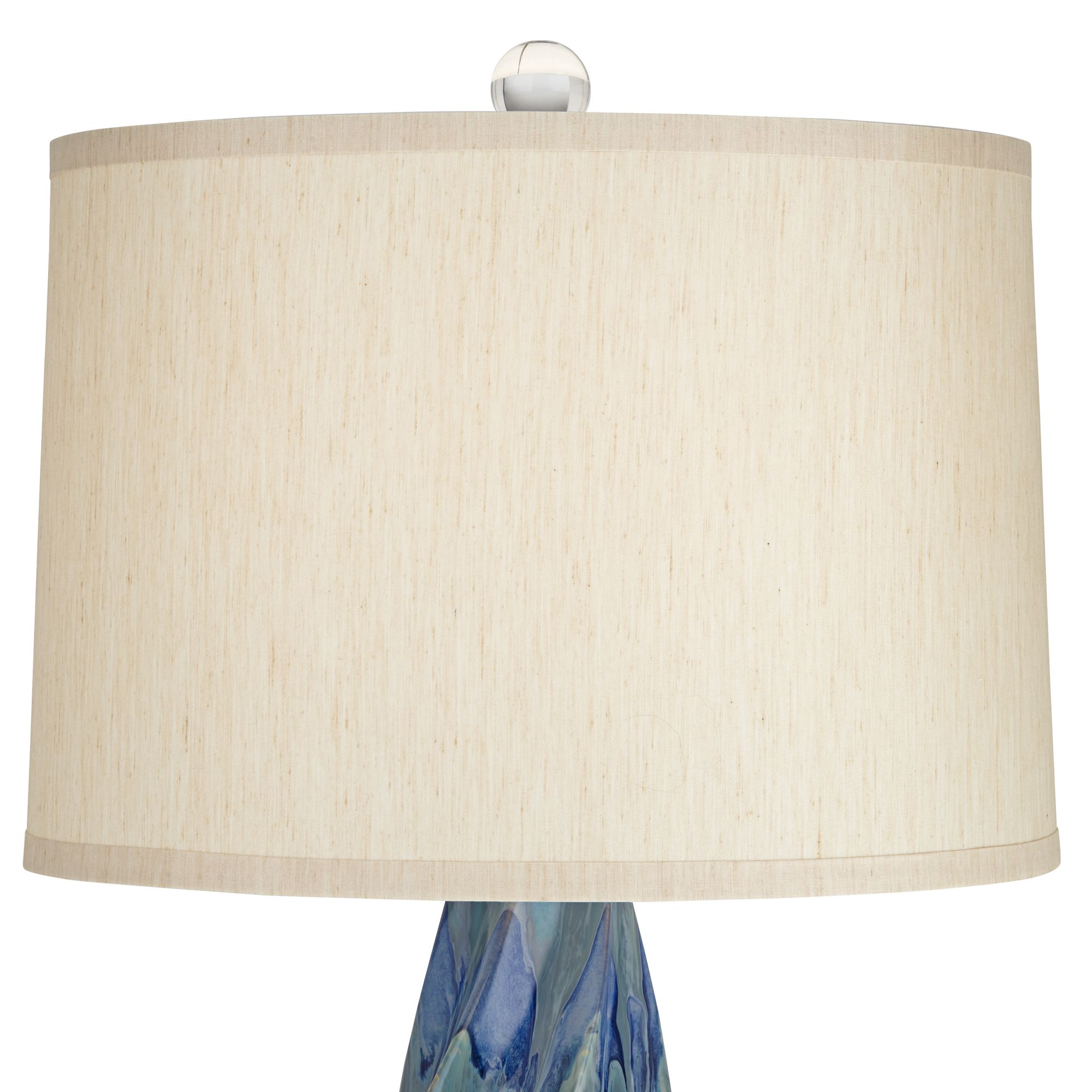 Image 3 Possini Euro Teresa 31" Teal Ceramic Lamp with White Marble Riser more views