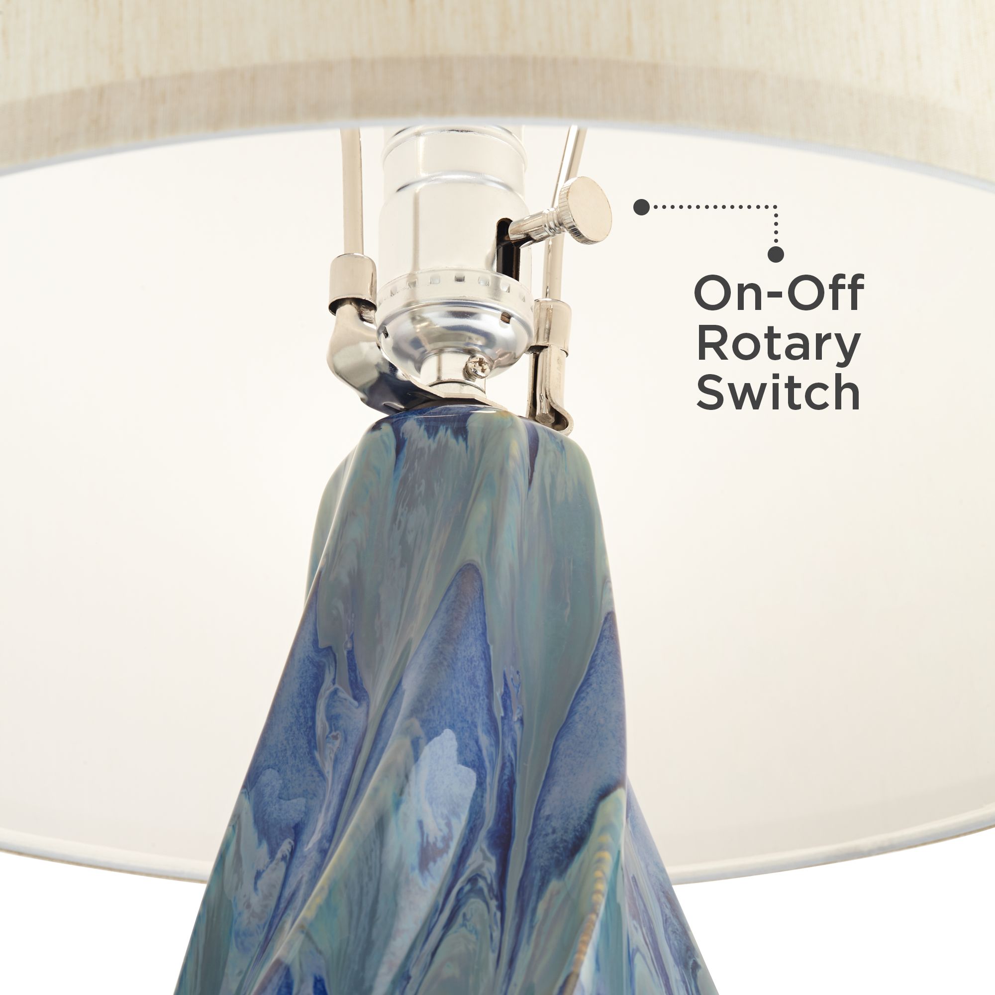 Image 4 Possini Euro Teresa 31" Teal Ceramic Lamp with White Marble Riser more views