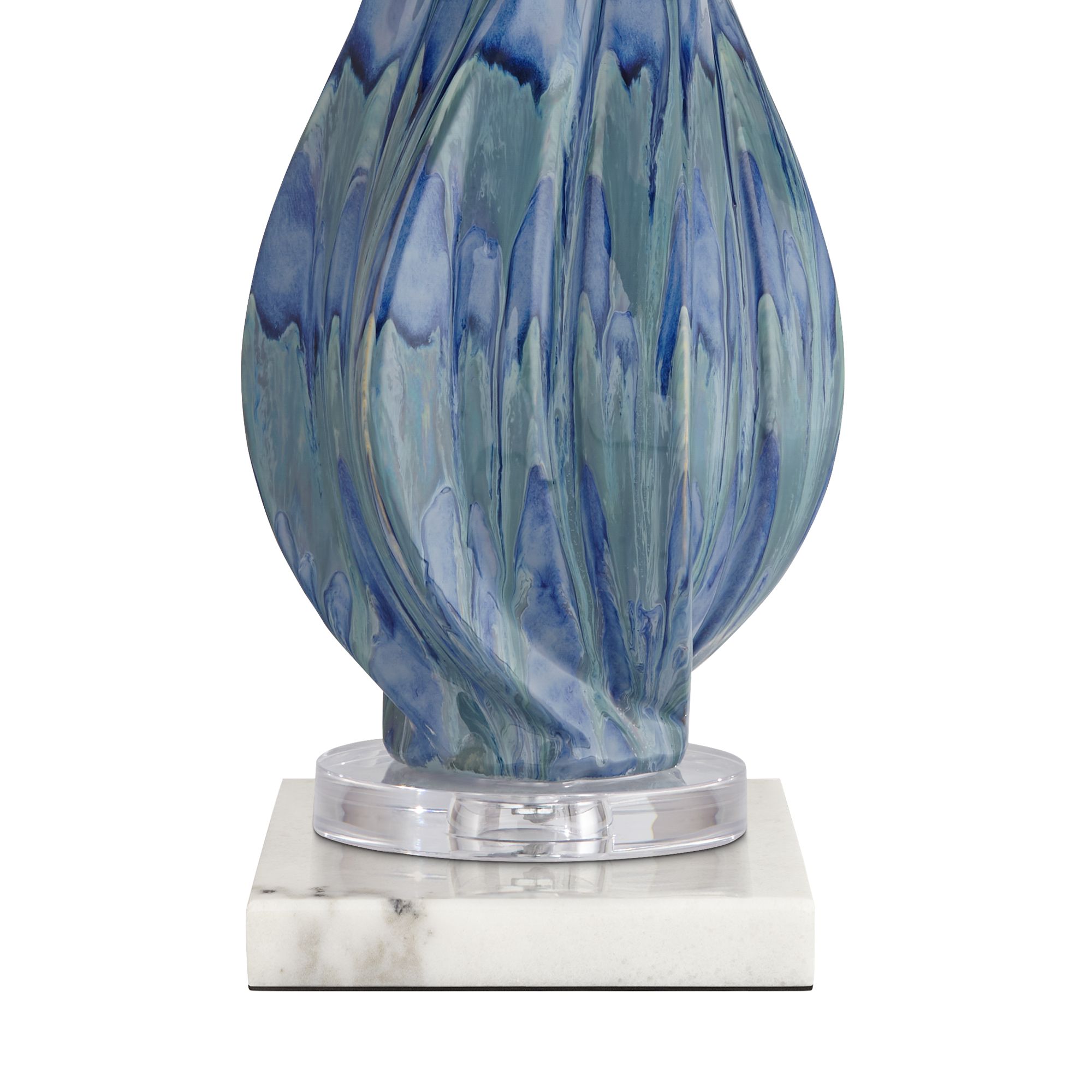Image 5 Possini Euro Teresa 31" Teal Ceramic Lamp with White Marble Riser more views