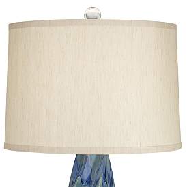Image3 of Possini Euro Teresa Blue Drip Ceramic Lamp With 8" Wide Square Riser more views