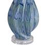 Possini Euro Teresa Coastal Teal Blue Drip Ceramic Table Lamp in scene