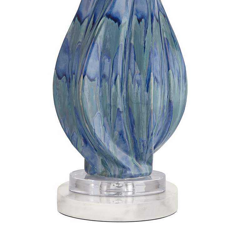 Image 5 Possini Euro Teresa Teal Ceramic Table Lamp with Round White Marble Riser more views