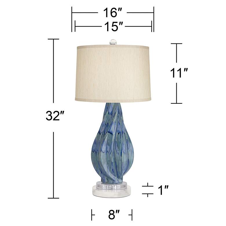 Image 6 Possini Euro Teresa Teal Ceramic Table Lamp with Round White Marble Riser more views