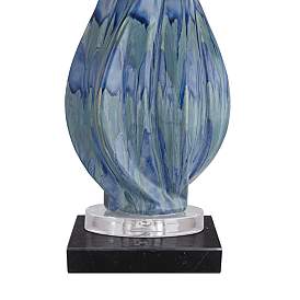 Image5 of Possini Euro Teresa Teal Ceramic Table Lamp with Square Black Marble Riser more views