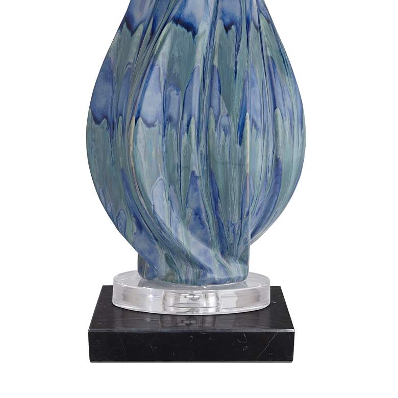 Image 5 Possini Euro Teresa Teal Ceramic Table Lamp with Square Black Marble Riser more views