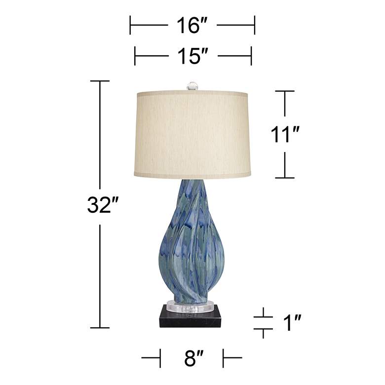 Image 6 Possini Euro Teresa Teal Ceramic Table Lamp with Square Black Marble Riser more views