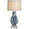 Possini Euro Teresa Teal Drip Ceramic Lamp With 8" Wide Round Riser