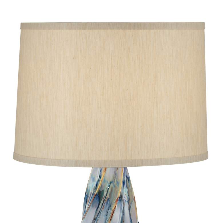 Image 2 Possini Euro Teresa Teal Drip Ceramic Lamp With 8 inch Wide Round Riser more views