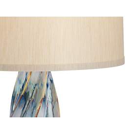 Image3 of Possini Euro Teresa Teal Drip Ceramic Lamp With 8" Wide Round Riser more views