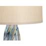 Possini Euro Teresa Teal Drip Ceramic Lamp With 8" Wide Round Riser