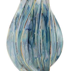 Image4 of Possini Euro Teresa Teal Drip Ceramic Lamp With 8" Wide Round Riser more views