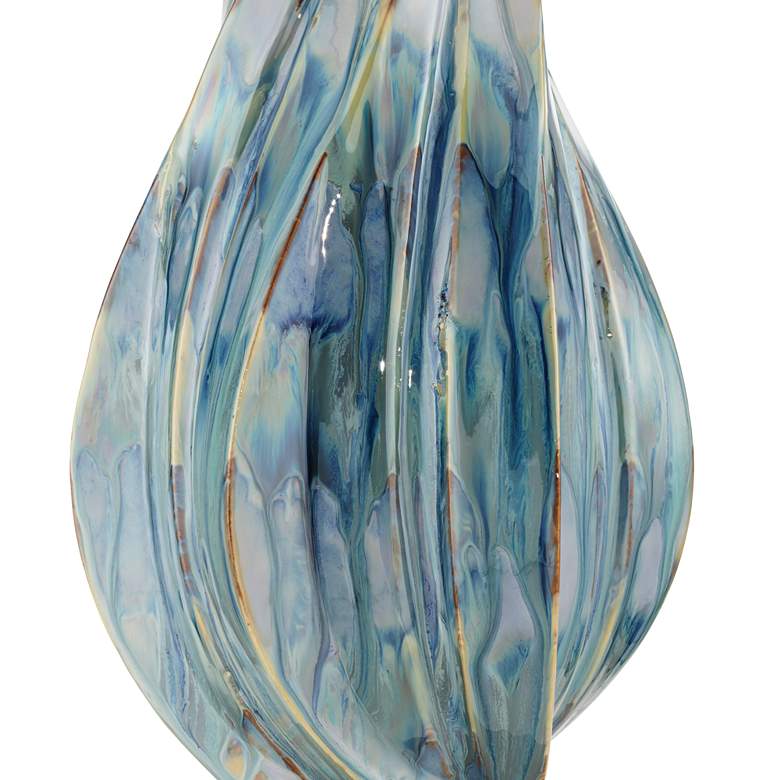 Image 4 Possini Euro Teresa Teal Drip Ceramic Lamp With 8" Wide Round Riser more views