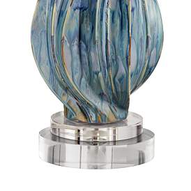 Image5 of Possini Euro Teresa Teal Drip Ceramic Lamp With 8" Wide Round Riser more views