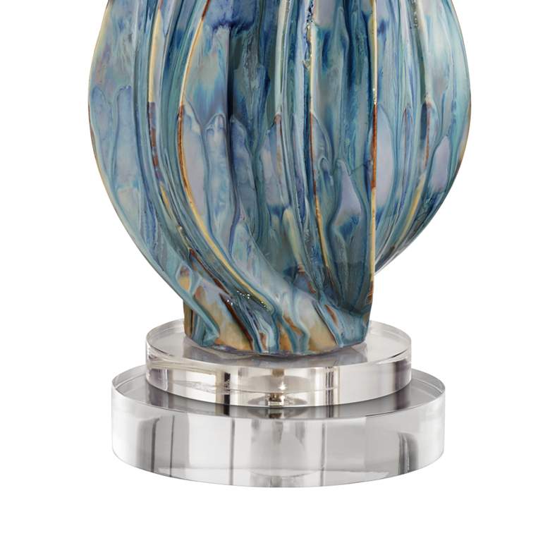 Image 5 Possini Euro Teresa Teal Drip Ceramic Lamp With 8" Wide Round Riser more views