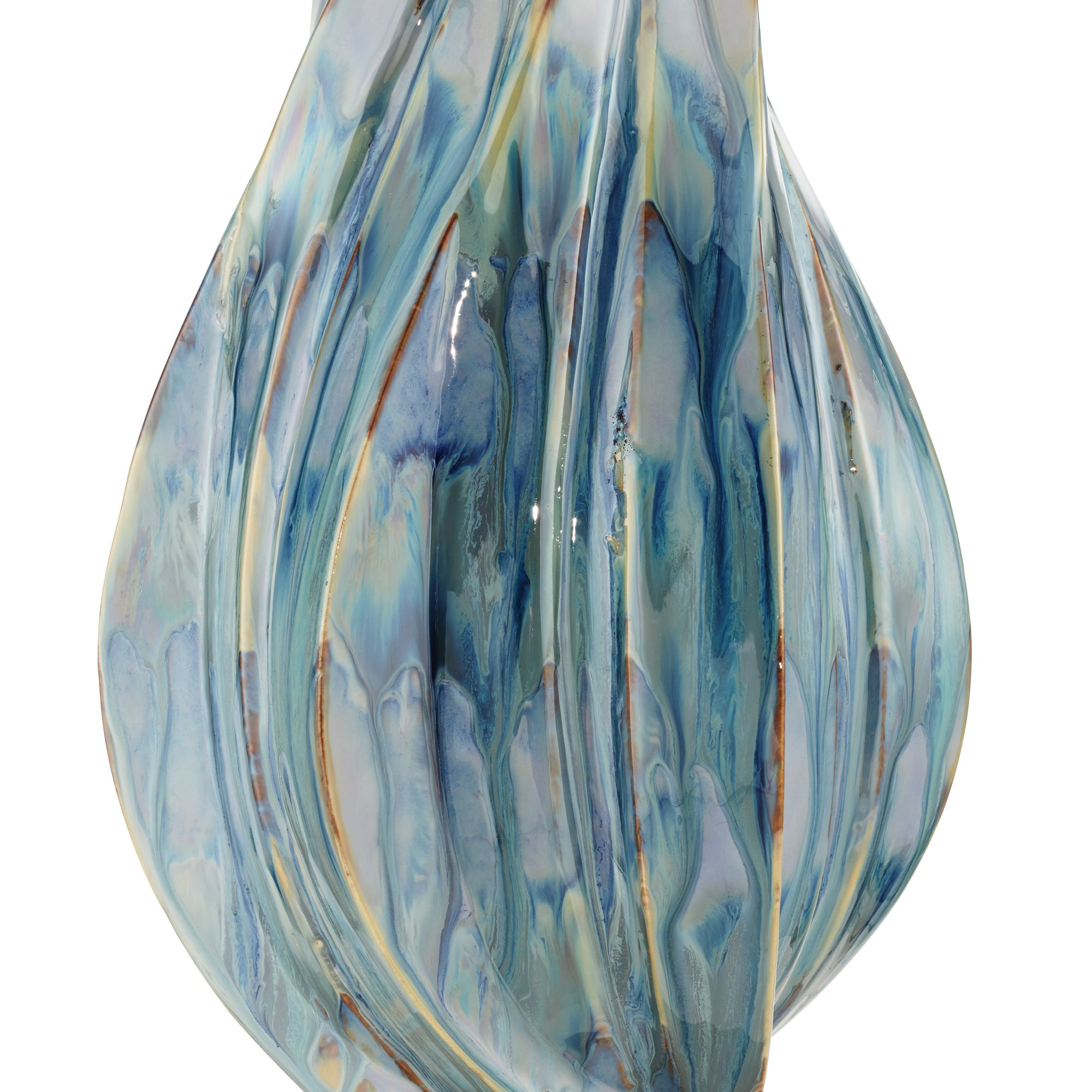 Image 4 Possini Euro Teresa Teal Drip Ceramic Lamp With 8" Wide Round Riser more views