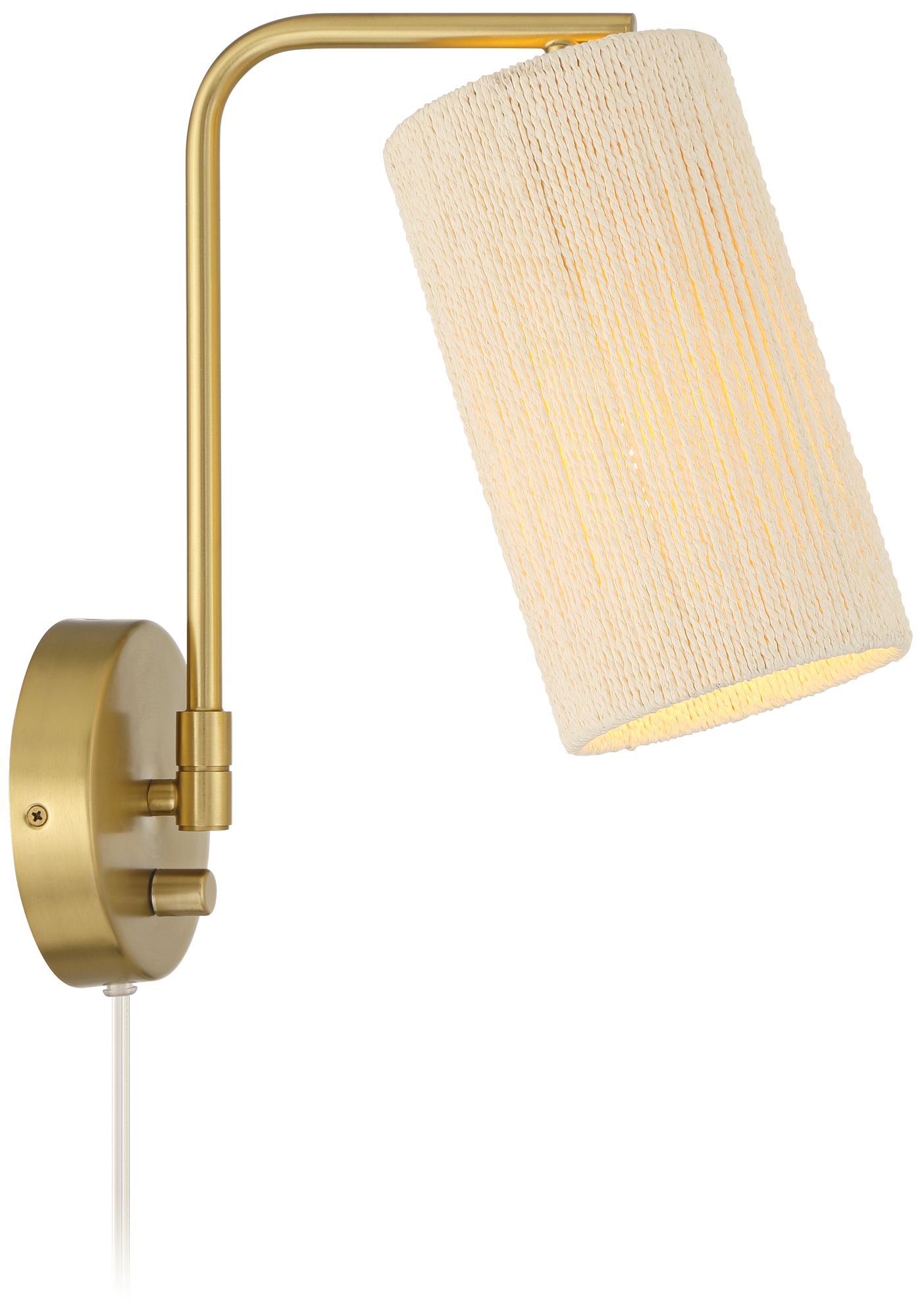 Possini Euro Tertia 13 1/2" Antique Brass Swing-Arm Plug-In Wall Lamp