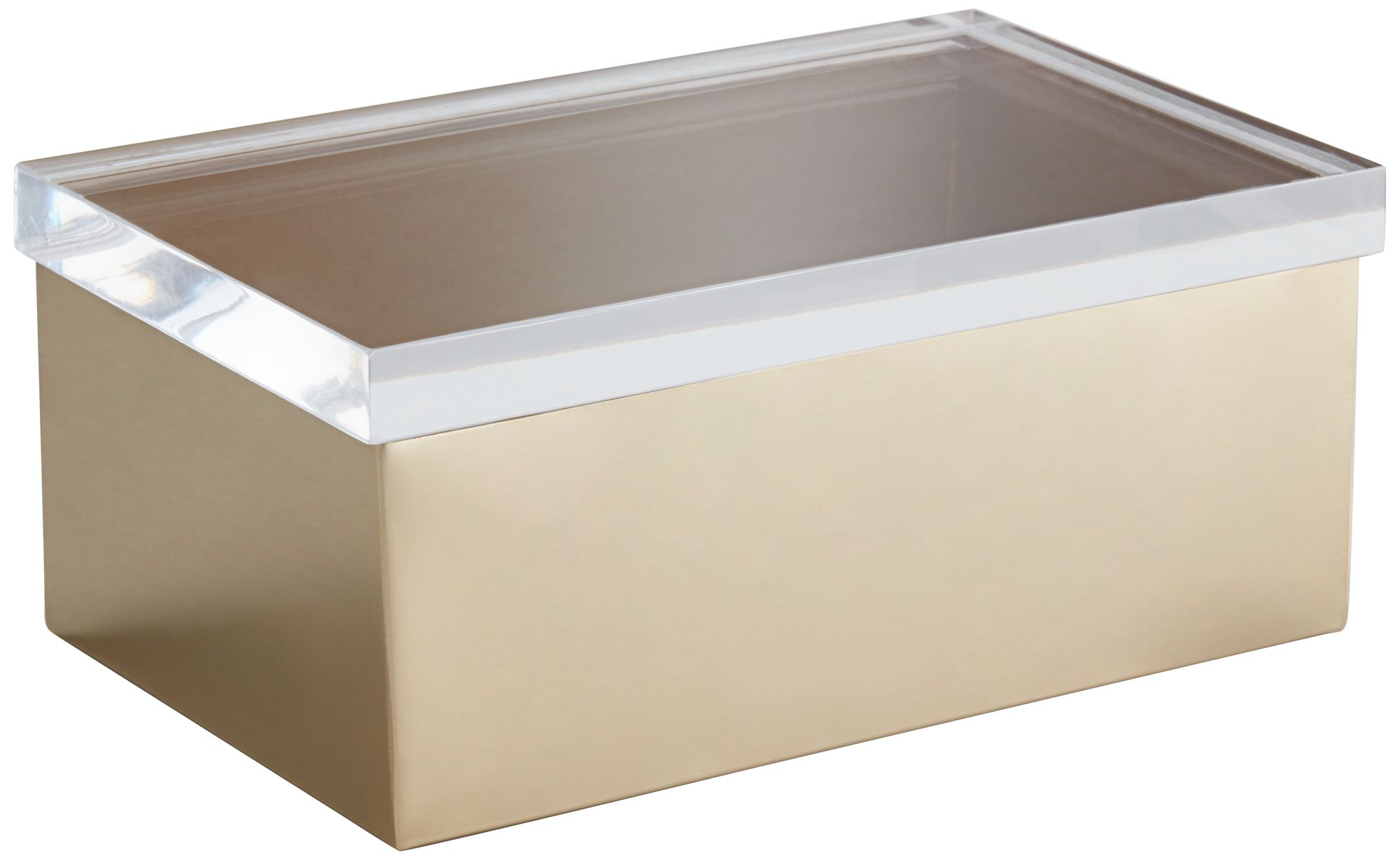 Possini Euro Tesoro 8" x 5" Gold Metal Box with Acrylic Lid in scene