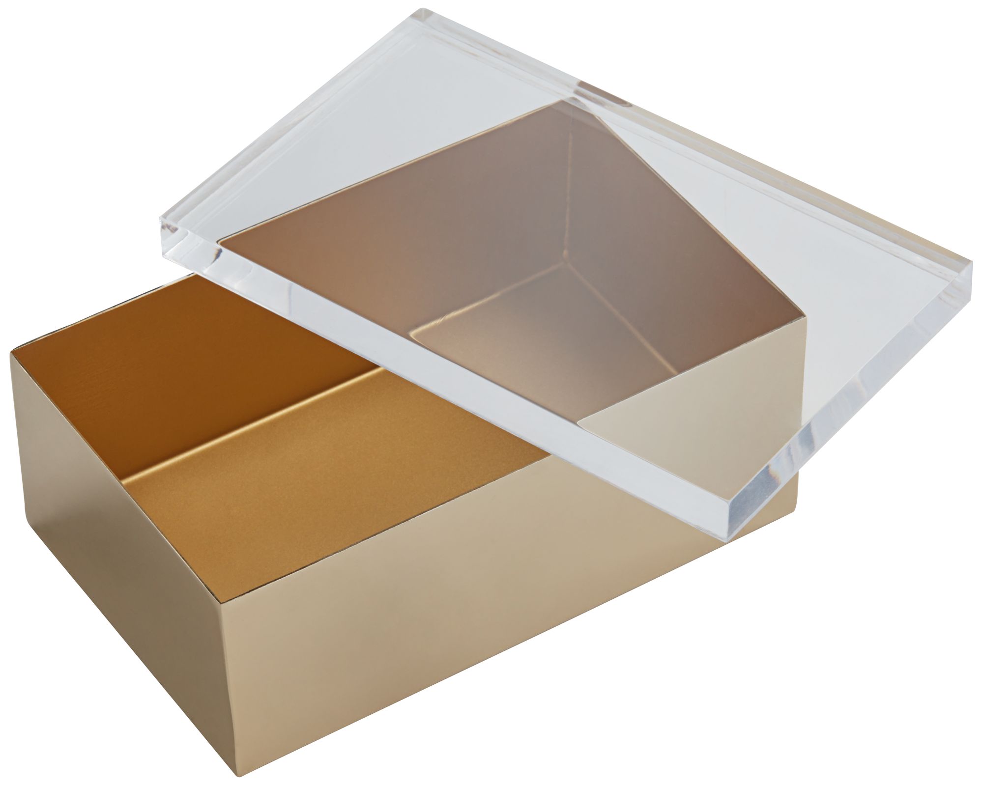 Possini Euro Tesoro 8" x 5" Gold Metal Box with Acrylic Lid in scene