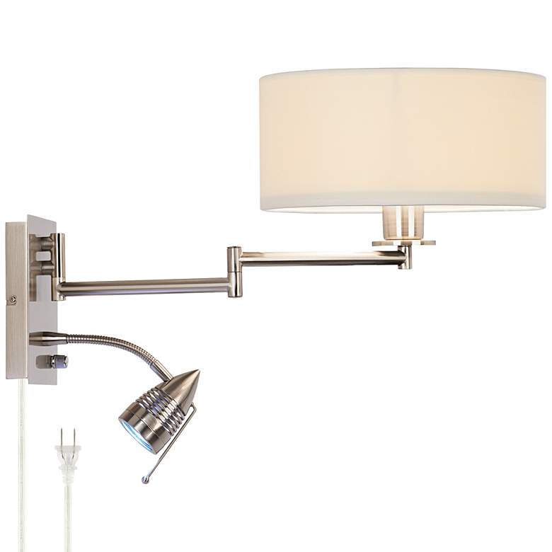 Image 2 Possini Euro Tesoro Plug-In Swing Arm Wall Lamp with LED Reading Arm