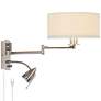 Possini Euro Tesoro Plug-In Swing Arm Wall Lamp with LED Reading Arm
