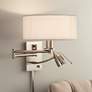 Possini Euro Tesoro Plug-In Swing Arm Wall Lamp with LED Reading Arm