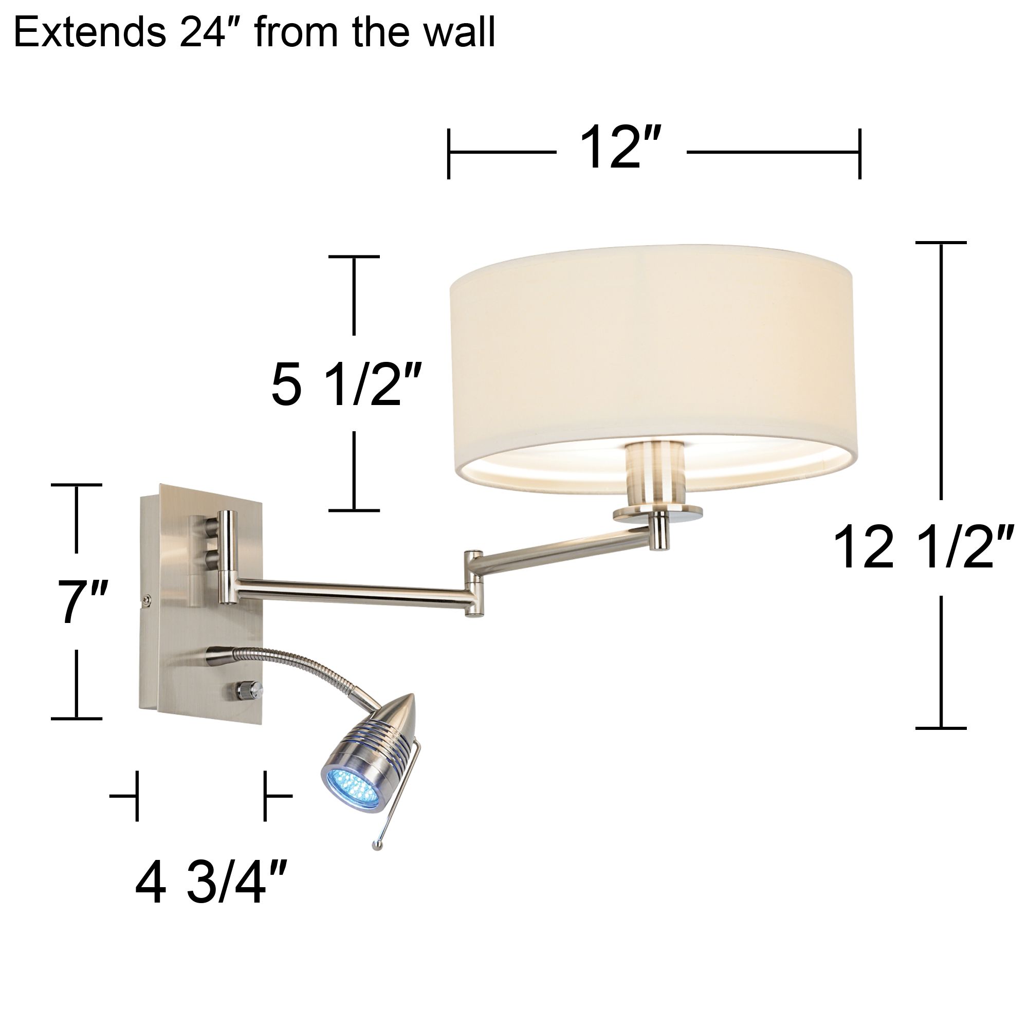 possini euro tesoro led reading swing arm wall lamp