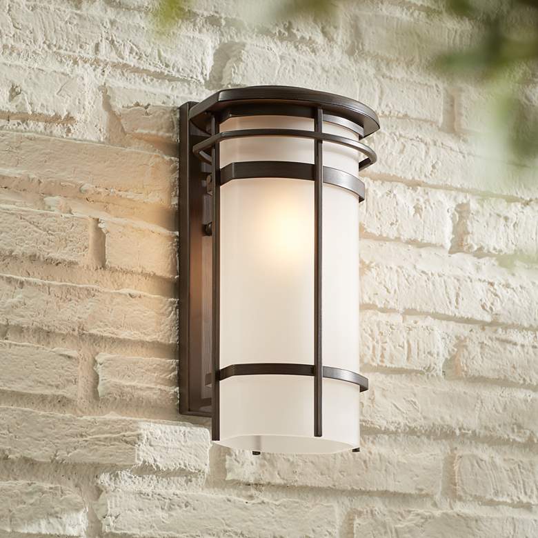 Image 1 Possini Euro Theola 12 3/4" High Bronze Outdoor LED Wall Light