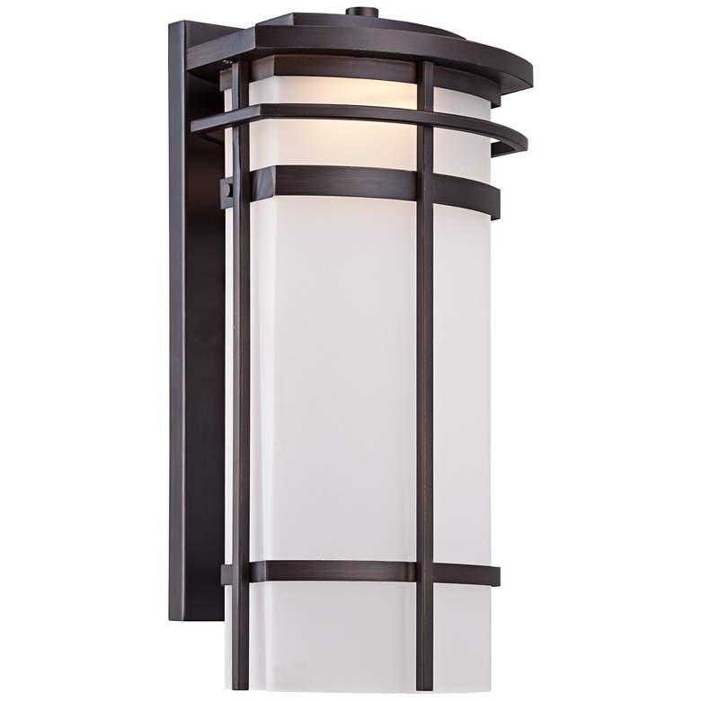 Image 2 Possini Euro Theola 16 1/4 inch Bronze and Glass Outdoor LED Wall Light