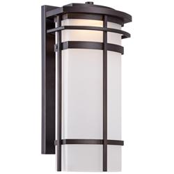 Possini Euro Theola 16 1/4" Bronze and Glass Outdoor LED Wall Light