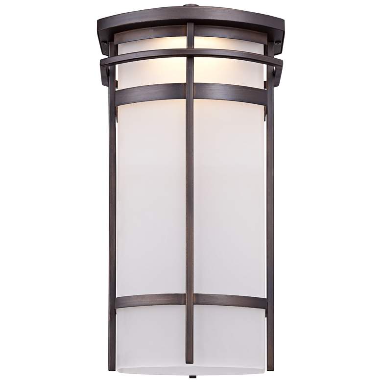 Image 4 Possini Euro Theola 16 1/4" Bronze and Glass Outdoor LED Wall Light more views