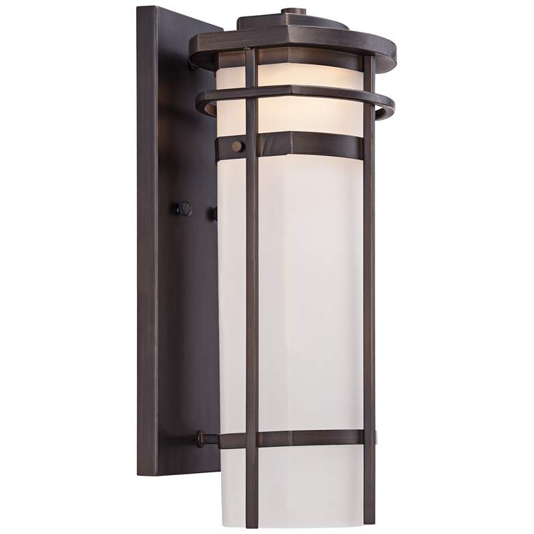 Image 5 Possini Euro Theola 16 1/4" Bronze and Glass Outdoor LED Wall Light more views