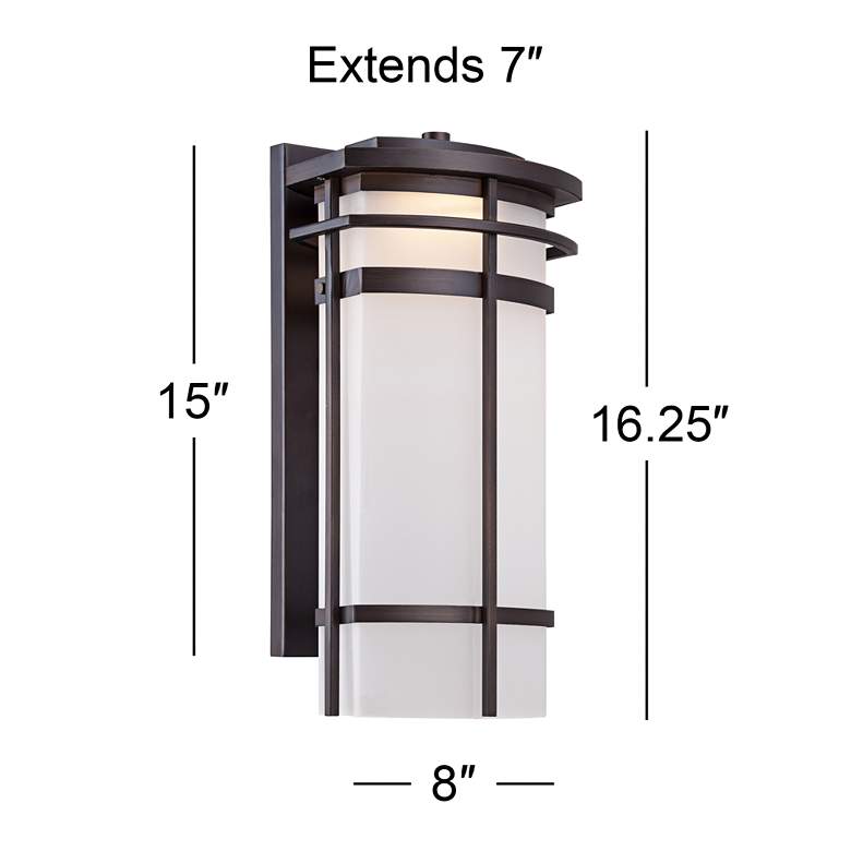 Image 7 Possini Euro Theola 16 1/4 inch Bronze and Glass Outdoor LED Wall Light more views