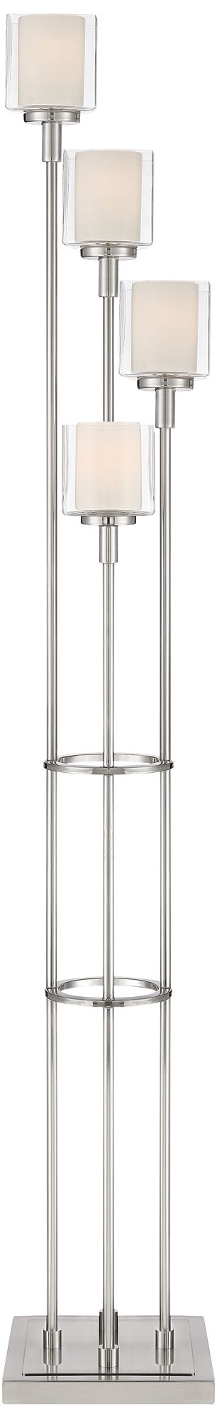 Possini Euro Thetis Brushed Nickel 4-Light Tree Floor Lamp with USB Dimmer in scene