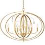 Possini Euro Tiller 32" Wide Crystal and Gold Leaf 8-Light Pendant