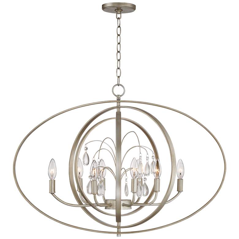 Image 6 Possini Euro Tiller 32" Wide Satin Silver Oval Orb Pendant Light more views