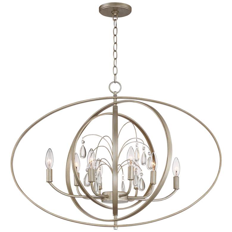 Image 7 Possini Euro Tiller 32" Wide Satin Silver Oval Orb Pendant Light more views